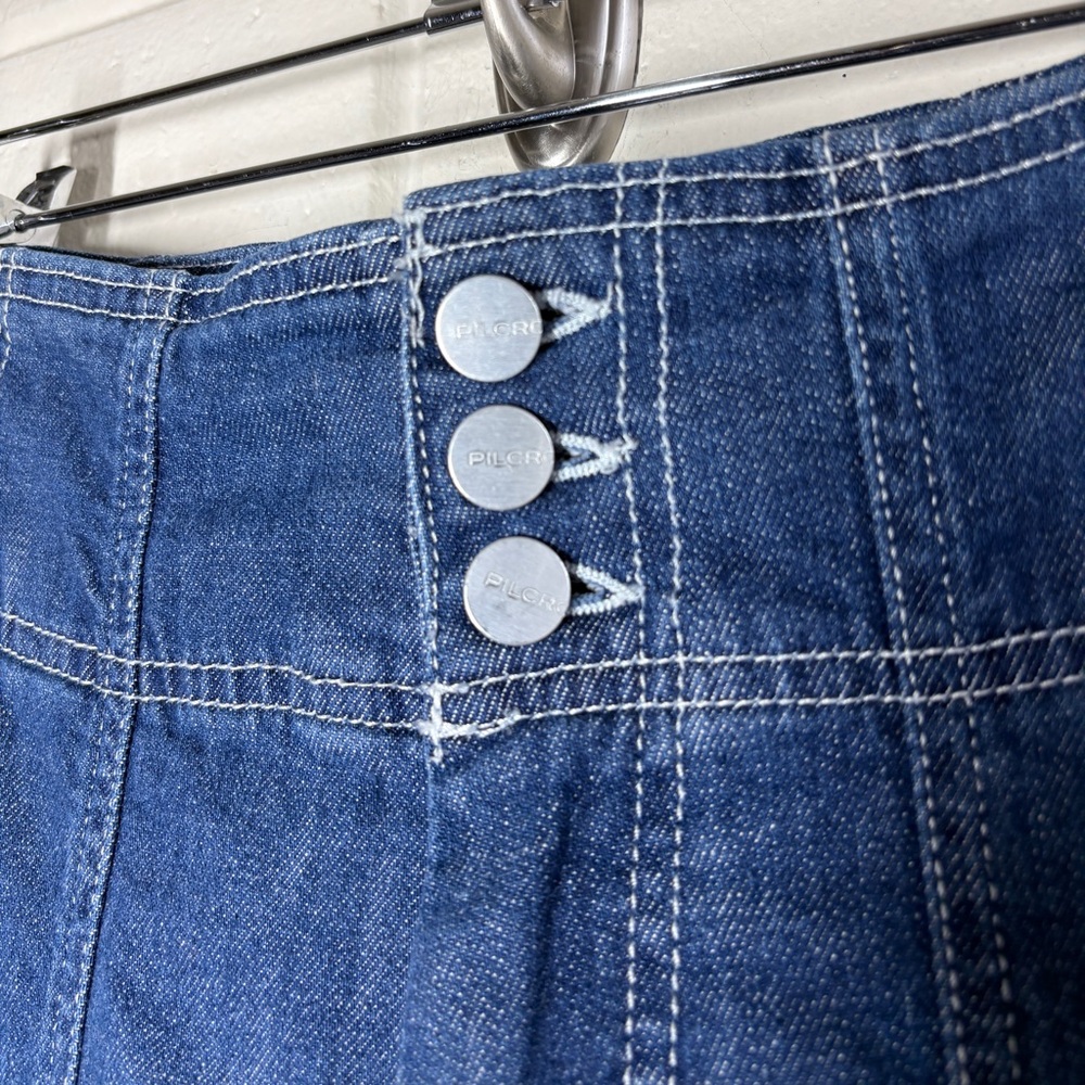Pilcro Anthropologie Seamed High Rise Wide Leg Jeans Pants Size Petite 27 Dark - Picture 4 of 14